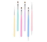 6 Pièces Stylo de Manucure DIY Double Embout pour Dessin D’ongles | Bois et Nylon, Pointe Fine pour Points et Tracés, Usage Salon ou Maison, pour Professionnelles