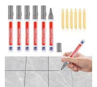 6 Pièces Stylo Joint Carrelage Gris 6 Pointes Rechange Facile à Appliquer | Marqueur Joints Imperméable Grout Pen Rénovateur Coulis Crayon à Coulis Réparation pour Cuisine Salle Bain Murs