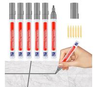 6 Pièces Stylo Joint Carrelage Gris Stylo de Carrelage à Coulis Marqueur Joints avec 6Pointes de Rechange Imperméable Crayon Coulis de Réparation pour Cuisine Salle de Bain Murs Sols