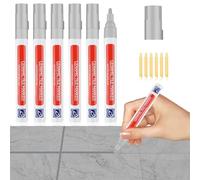 6 Pièces Stylo Joint Carrelage Stylo de Carrelage à Coulis Marqueur Joints Imperméable Grout Pen avec Pointe de Rechange Pour Restaure Joints Carrelage Murs Carreaux (Gris Clair)