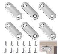 6 Pièces Supports d'Angle Plats, Équerre de Fixation Droit Plats, Équerres Plate en Inox, Pattes d'assemblage avec Vis, Pattes D'assemblage en Métal, avec 12 Vis