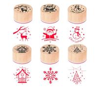 6 Pièces Tampons en Bois de Noël - Lot Complet avec Motifs, Finition Précise pour Cartes, Emballage Cadeaux et Argile Autodurcissante - Idée Cadeau DIY