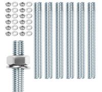6 pièces Tige filetée M12 Tiges filetées M12X300mm Tige filetée Boulons filetés Acier galvanisé Zinc bleu Tiges filetées avec 12pcs Écrous hexagonaux 12pcs Rondelles M12