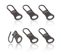 6 Pièces Tirette de Remplacement Zip, Détachable Languette Tirette Métal Rallonge de Cordon de Tirette Kit de Réparation Tirette pour Vestes Jeans Bottes Valises (Gris Foncé)