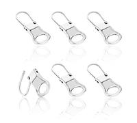 6 Pièces Tirette de Remplacement Zip, Détachable Languette Tirette Métal Rallonge de Cordon de Tirette Kit de Réparation Tirette pour Vestes Jeans Bottes Sacs à Dos Valises Sacs à Main (Argent)