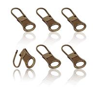 6 Pièces Tirette de Remplacement Zip, Détachable Languette Tirette Métal Rallonge de Cordon de Tirette Kit de Réparation Tirette pour Vestes Jeans Bottes Sacs à Dos Valises Sacs à Main (Bronze)