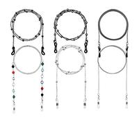 6 Pièces Titulaire Chaîne Collier pour Masque, lunettes femme Élégant Retenue de Lunettes Perles Support de Sangle de Lunettes