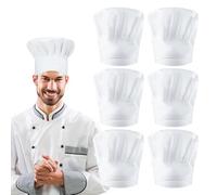 6 Pièces Toque de Cuisinier, Calot Cuisine, Toque de Chef Cuisinier Blanc, Chapeau Cuisine Unisexe Ajustable pour Homme et Femme Enfant pour Restaurants Cuisines Boulangeries Cafés