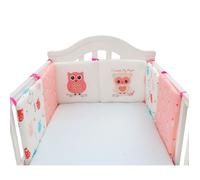 6 Pièces Tour de Lit Ensemble Pare-choc Literie Enfant Lit Bébé 30*30cm-(Chouette rose)