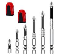 6 Pièces Tournevis Magnétiques Set, Avec deux aimants Hautement Magnétiques Embout Visseuse, PH2*25-150mm Embouts Cruciformes Antidérapants pour Perceuse Electrique