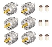 6 Pièces UHF PL-259 Prise Mâle Adaptateur Coaxial à Sertir Connecteur RF pour Câble Coaxial RG58/U LMR195 Compatible avec Radio Jambon