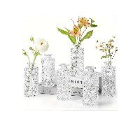 6 pièces Vases en verre pour fleurs, vases mini en strass de 5,2 pouces de hauteur en vrac, petits vases pour la décoration, les centres de table, les bouteilles vintage pour la table, le mariage, la 