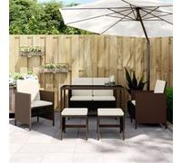6 pieces Vidaxl salon de jardin resine tressee marron marron G