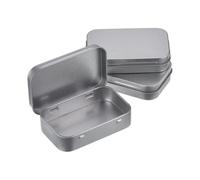 6 piecesSilver Metal Rectangular Empty Hinged Tins Box Containers Basic Necessities Tins Mini Portable Box Small Storage Kit Gift Card Tin Holders Box