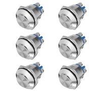 6 Piezas Pulsador 16mm Timbre Casa Interruptor Pulsador Cisterna Interruptor Tactil Pulsadors Timbre Exterior Momentáneo Metal Botón Interruptors 2a/12v/24v/125v/250v（Prominente）