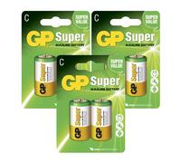 6 Piles Alcalines GP Super C 14A LR14 1,5V Sans Mercure Ni Cadmium Exp 2030