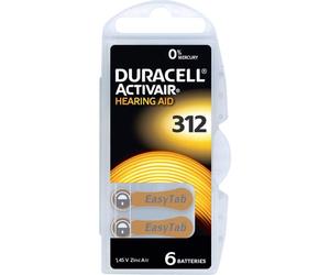 6 Piles Auditives 312 / PR41 Duracell Hearing Aid Activair