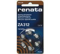 6 piles bouton ZA312 zinc-air 1,4V 180 mAh Renata