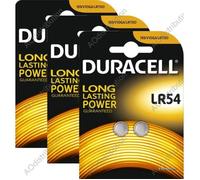 6 PILES LR54 DURACELL bouton alcaline 1.5V