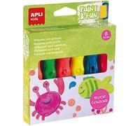 6 Pinceaux avec peinture - Gouache - Pour enfant - Couleurs fluo - Apli kids