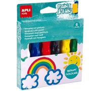 6 Pinceaux avec peinture - Gouache - Pour enfant - Couleurs vives - Apli kids