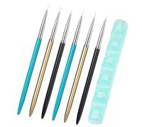 6 Pinceaux Fins Pour Nail Art, 1 Support De Rangement Pour Pinceaux En Acrylique, Stylos Pour Nail Art, Accessoires De Peinture Pour Nail Art, Ensemble D'Outils Pour Nail Art