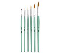 6 pinceaux - Rond - Acrylique fluide - N°000 N°0 N°2 N°4 N°6 N°8 - Manche court