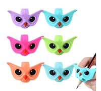 6 pinces à crayons pour enfants, poignées en silicone, aides à l'écriture, porte-stylo hibou coloré, fournitures scolaires, pour les enfants d'âge préscolaire, les gauchers, les droitiers