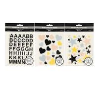 6 planches de transfert textile 12 x 15 cm - étoiles-cœurs-alphabet Multicolore G