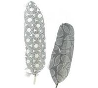 Plumes imprimées - Noir et Blanche - Géométrique - 6 unités - 4x11.5 cm - 14x4.5 cm