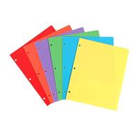 6 pochettes plastiques à deux poches pour classeur 3 anneaux, 29 x 23,8 cm, format A4, avec 3 trous, multicolores, pour documents, rapports et devoirs, école maison et bureau, rangement des dossiers