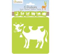 MY MANDARINE 42440MD - Un paquet de 6 POCHOIRS 15x15 cm avec notice incluse - À partir de 3 ans - ANIMAUX DE LA FORÊT