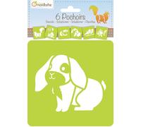 MY MANDARINE 42445MD - Un paquet de 6 POCHOIRS 15x15 cm avec notice incluse - À partir de 3 ans - ANIMAUX FAMILIERS