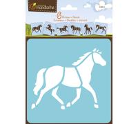 MY MANDARINE 42644O - Un paquet de 6 POCHOIRS 15x15 cm avec notice incluse - À partir de 3 ans - CHEVAUX