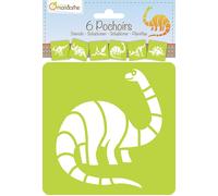 MY MANDARINE 42449MD - Un paquet de 6 POCHOIRS 15x15 cm avec notice incluse - À partir de 3 ans - DINOSAURES