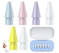 6 Pointes de Rechange pour Apple Pencil 1/2/Pro Génération, Embouts de Rechange Haute Sensibilité Pointes de Rechange Compatible avec Apple Pencil, Plumes colorées et boîte de rangement bleue