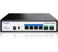 6 Port 2.5G Unmanaged Multi-Gigabit Desktop Switch,4 Base-T 2.5G Ports,2 SFP+ 10G,802.3X Flow Control,2.5Gbe Network Switch Ideal for Small Offices