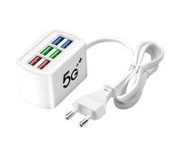 6 Port Chargeur USB,12W Allocation Intelligente Prise USB Multiple Chargeur,pour Maison Bureau Voyage,Adaptateur pour iPhone 16 15 14 13 12 8 XR S24 Ultra S23 S22 S21 iPad Téléphones