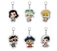 6 Porte Clés DrStones Anime Figurine Cosplay Accessoires DrStones Mignon Acrylique Keychain Merch