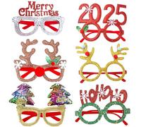 6 Porte lunettes de Noël, Lunettes De Fête Lunettes pour Enfants Accessoires de Jeu de Rôle Noël Chapeau de père Noël Accessoires de Cabine de Photo de Noël Convient à l'intérieur et à l'extérieur