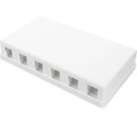 Surface mount box for Keystone Jacks pure white, 6-port