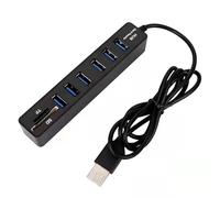 6 ports USB 2.0 Hub Splitter Adaptateur Multi USB Combo 2 en 1 avec lecteur de carte MicoSD SD/TF pour ordinateur portable/PC/MacBook