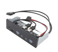 6 Ports USB 3.2 Panneau Avant, USB3.2 Gen1 19pin + Sound 9 Broches Disque de Disquette Bay Panneau Avant Panneau Support 2xusb A, 2xtype C, Carte Mémoire, Microphone