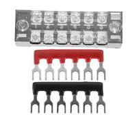 6 Positions Bornier à Double Rangée avec Couvercle 600v 5a | Plastique Rouge et Noir, Vis de Fixation, Coupe à Longueur, pour Fils et Armoires Électriques