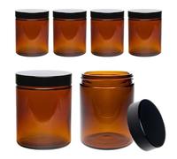 6 pots en verre de 180 ml/pots à pommades/pots de crème en verre ambré avec Étiquettes incluses dans la livraison