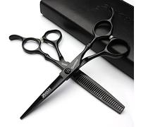 6 pouces / 7 pouces Ensemble tondeuse à cheveux, coupe de cheveux, ciseaux minces sharonds 440c noir (6 pouces 2 pièces-D)