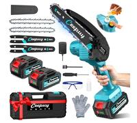 6 Pouces Mini Tronçonneuse à Batterie 2x5000mAh 880W, Petite Tronconneuse Thermique Coupe Branche Electrique Scie Electrique Tronçonneuse Sans Fil Pour Jardin Elagueuse Batterie Scie