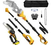 6 Pouces Mini Tronconneuse Télescopique avec Perche Pour Dewalt 18V 20V (sans batterie), 2 IN 1 Tondeuse Electrique elagueuse sur perche a batterie avec Poteau Portée Maximale Jusqu’à 4,5 m