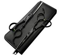6 pouces Titanium Noir Barber Ciseaux à effiler Cheveux Professionnel Ciseaux de coiffure japonais Ciseaux inoxydable Sissors (scissors set)