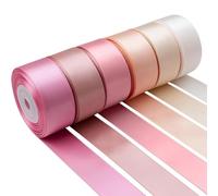 6 Rolls 150yards Assorted Solid Color Silk Ribbon Satin For Wedding Invitation Bouquets Birthday Party DIY Packaging(Pink Set)